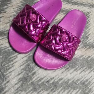 Kurt Geiger Fuchsia Quilted Slide Sandals